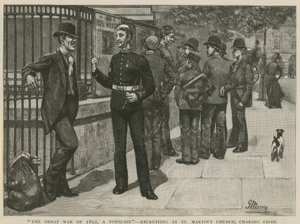 Der große Krieg von 1892, eine Prognose; Rekrutierung an der St. Martins Kirche