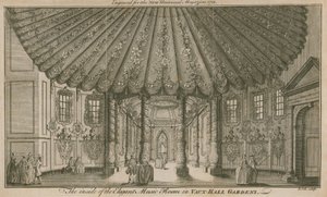 Insidan av det eleganta musikrummet (Rotunda) i Vauxhall Gardens, London av English School
