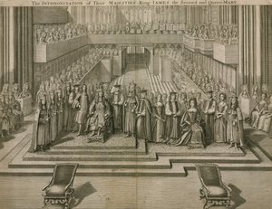 Introniseringen av deras majestäter King James II och Queen Mary i Westminster Abbey av English School