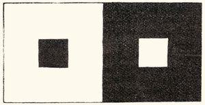 Bestrålningsillusionen av visuell perception där ett ljust område av synfältet ser större ut än ett annars identiskt mörkt område. Att stirra på den här bilden orsakar en spridning av ljus inuti ögat och har effekten att förstora bilden av en ljus av English School
