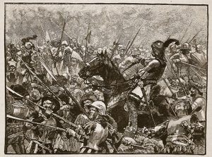 Den sista montern av Schwarz och hans tyskar, illustration från Cassells Illustrated History of England (sepiafoto) av English School