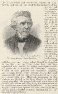 Den framlidne rådmannen Abel Heywood (gravyr) av English School