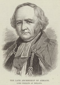 Den bortgångne ärkebiskopen av Armagh, Lord Primate of Ireland (gravyr) av English School