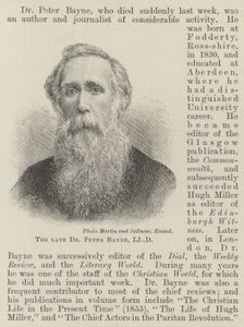 Den framlidne Dr Peter Bayne, LLD (gravyr) av English School