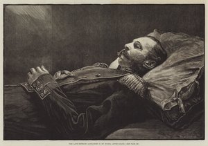 Den avlidne kejsaren Alexander II av Ryssland efter döden (gravyr) av English School