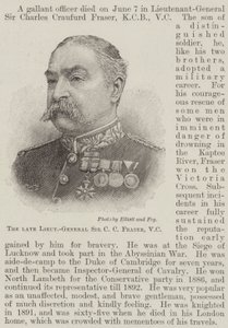 Den bortgångne generallöjtnanten Sir CC Fraser, VC (gravyr) av English School