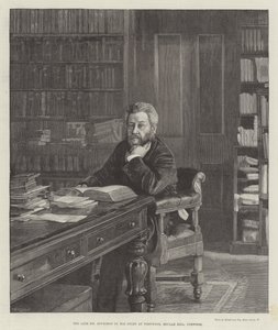 Den avlidne Mr Spurgeon i hans studie i Westwood, Beulah Hill, Norwood (gravyr) av English School