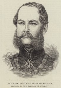 Den avlidne prins Charles av Preussen, bror till kejsaren av Tyskland (gravyr) av English School