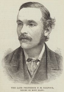 Den framlidne professor F M Balfour, dödad på Mont Blanc (gravyr) av English School