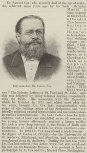 Den avlidne pastor Dr Samuel Cox (gravyr) av English School