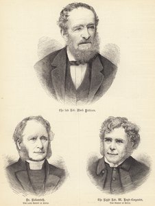Den framlidne pastor Mark Pattison, dr Rickersteth, framlidne biskop av Ripon, höger pastor … (gravyr) av English School