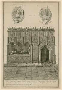 Monumentet av Raherus, grundare och första prior av St Bartholomews Priory and Hospital år 1123 av English School