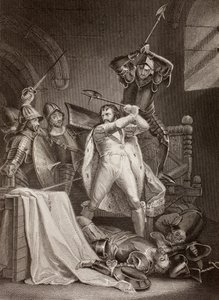 Mordet på Richard II av England i Pontefract Castle 1400 (litho) av English School