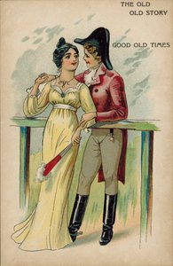 Den gamla vanliga historien, kärlek under Regency-tiden (chromolitho) av English School