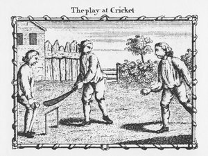 Pjäsen på Cricket (gravyr) av English School