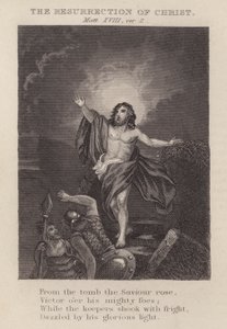 Kristi uppståndelse, Matteus XVIII, ver 2 (gravyr) av English School