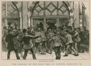 Upploppet i West End i London, 8 februari 1886: Plundrar butiker i Piccadilly av English School