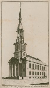 Den sydvästra utsikten av Church of St Leonard, Shoreditch av English School
