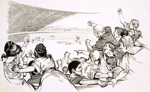 Skådespelet på gladiatorarenan i antikens Rom (gouache på papper) av English School