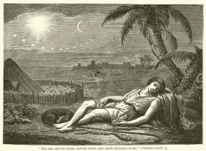"Solen och månen och de elva stjärnorna hyllade mig", Genesis, xxxvii, 9 (gravyr) av English School