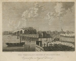Den tillfälliga bron vid Blackfriars av English School