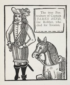 Det sanna porträttet av kapten James Hind, rånaren, som dog av förräderi, illustration från Chap-books of the Eighteenth Century av John Ashton, pub. 1882 av English School
