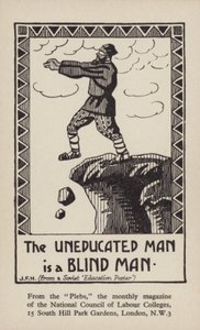 Den outbildade mannen är en blind man (litografi) av English School