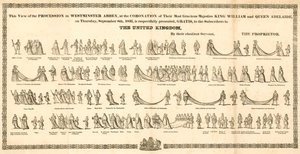 Utsikten över processionen i Westminster Abbey vid kröningen av kung William IV och drottning Adelaide av English School