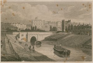 Den västra ingången till Regents Canal Tunnel, Islington, London av English School
