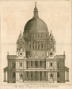 Den västra utsikten över Cathedral of St Pauls, London av English School