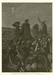 De vise männen som följer stjärnan, St Matteus II, 9 (gravyr) av English School