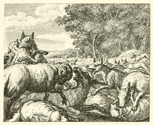 Vargarna och fåren (gravyr) av English School
