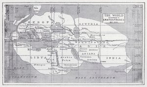 Världen enligt Eratosthenes, BC 220 (litho) av English School