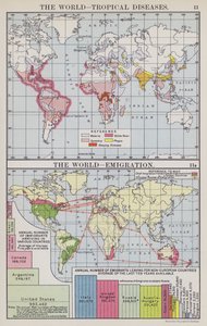 Världen, tropiska sjukdomar, Världen, emigration (färglitografi) av English School