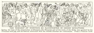 Die Verehrung des Dionysos, wie sie in der griechischen Skulptur dargestellt wird (Lithografie)