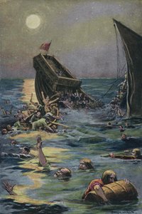 Vraket av det vita skeppet som bär den enda sonen till kung Henrik I av England, utanför Normandies kust av English School