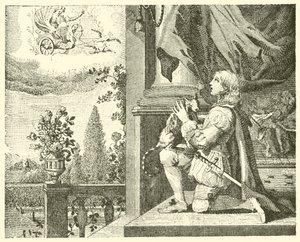 Den unge mannen och hans katt (gravyr) av English School