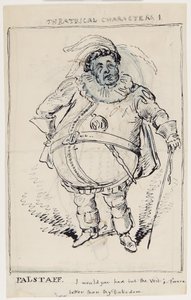 Teaterfigurer 1: Falstaff, ca 1825 (penna och bläck på papper) av English School