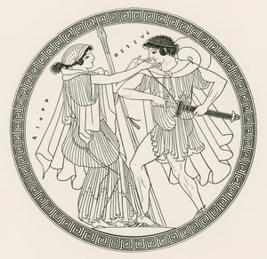 Theseus och Aithra av Hibron (gravyr) av English School