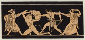 Theseus dräper Minotauren (färglitografi) av English School