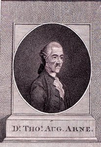 Thomas Augustine Arne (1710-78) (gravyr) av English School