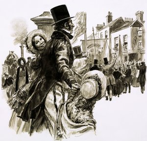 Thomas Cook organiserade sin första turné 1841 (gouache på papper) av English School