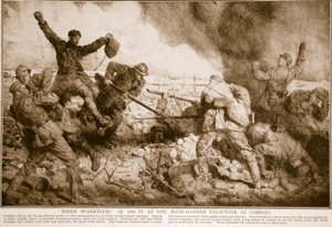Tre musketörer från 1916 i ett episkt möte i Combles, 1914-19 av English School