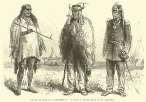 Tre stadier av civilisationen, en skiss från nära Fort Laramie av English School