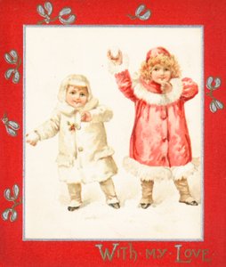 Kasta snöbollar, julkort. av English School