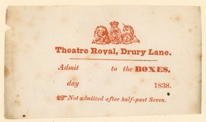 Biljett till Drury Lane Theatre, London av English School