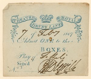 Biljett till Drury Lane Theatre, London av English School