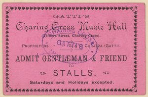 Biljett till Gattis Charing Cross Music Hall av English School
