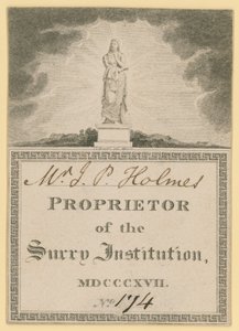 Biljett för innehavare av Surrey Institution, daterad 1817 av English School