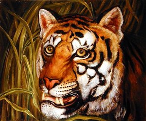 Tiger, tiger brinner ljust... (olja på duk) av English School